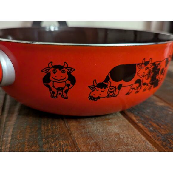 SWITZERLAND SCHWEIZ  Silit Foundue Red Pot with Cows - Picture 9 of 11